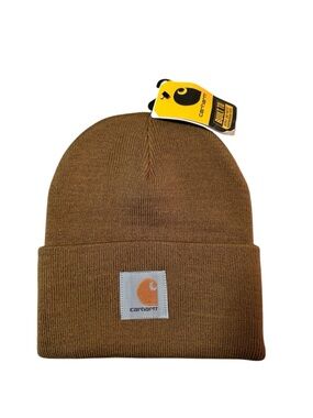 Carhartt A18 Knit Cuffed Beanie Brown Watch Hat NWT Logo